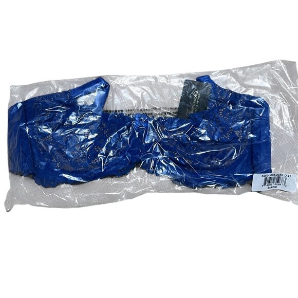 Fredericks of Hollywood NWT Sandie Demi Underwire Lace Bra Sz 42D Blue & Beige - Picture 7 of 15